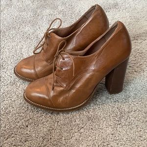 Brown leather heels